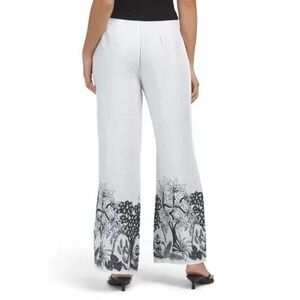 CALYPSO ST. BARTH Calypso White Linen Pant With Lower Leg Embroidery Size 8 NWOT